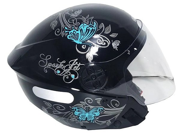 CAPACETE EBF SPARK JET BORBOLETA PRETO/VERDE 58