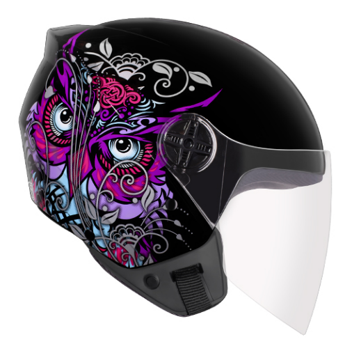 CAPACETE EBF SPARK JET CORUJA PT/LILAS 58