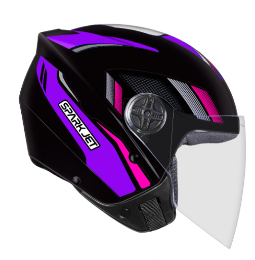 CAPACETE EBF SPARK JET STING PT/LILAS 58