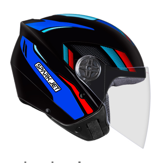 CAPACETE EBF SPARK JET STING PT/AZUL 60
