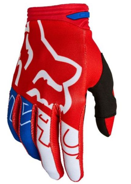 LUVA FOX MX 180 SKEW BCO/VERM/AZUL M