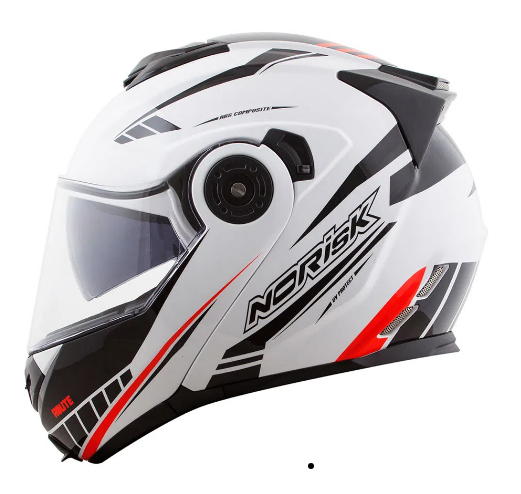 CAPACETE NORISK FF345 ROUTE MOTION WHT/BLK/RED 58/M