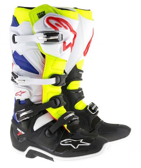 BOTA ALPINESTAR TECH 7 BRANCO AMARELO AZUL 09.EAN :8051194948342
