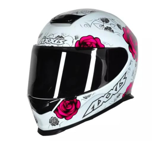 CAPACETE AXXIS EAGLE FLOWERS GLOSS WHITE/PINK 56/S