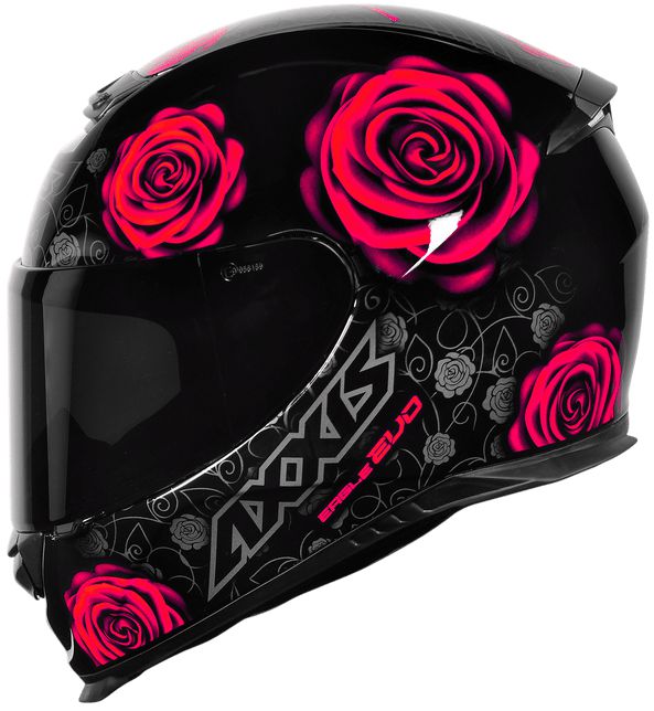 CAPACETE AXXIS EAGLE FLOWERS MATT BLACK/PINK 58/M