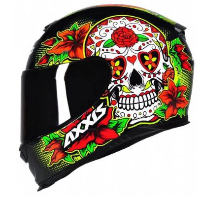 CAPACETE AXXIS EAGLE SKULL GLOSS BLACK/YELLOW 58/M