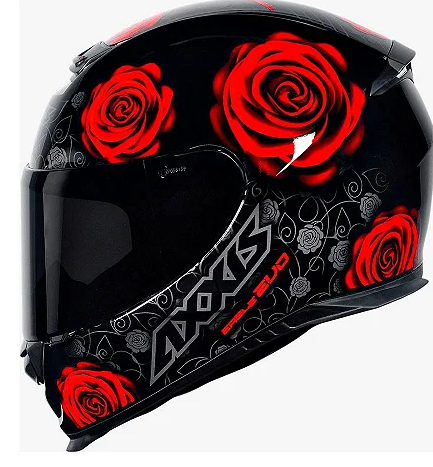 CAPACETE AXXIS EAGLE FLOWERS MATT BLACK/RED 58/M
