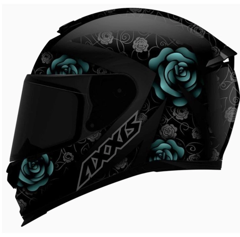 CAPACETE AXXIS EAGLE FLOWERS MATT BLACK/TIFANY 58/M