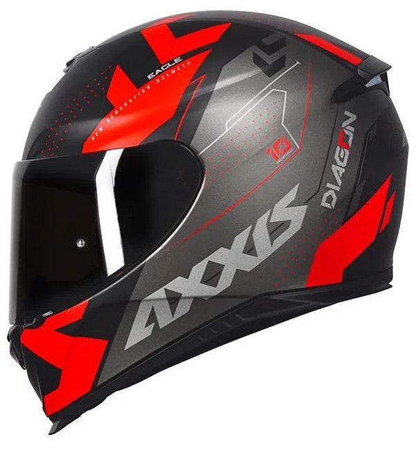 CAPACETE AXXIS EAGLE DIAGON MATT BLACK/GREY/RED 58/M