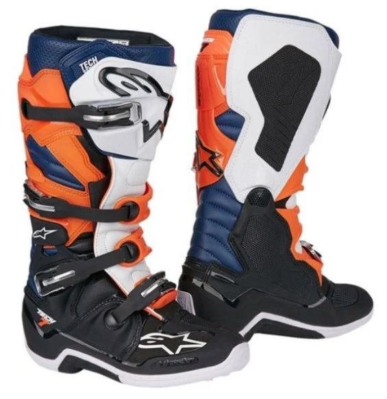 BOTA ALPINESTARS TECH 7 PRETO LARANJA BRANCO AZUL 11  EAN  8051194948243