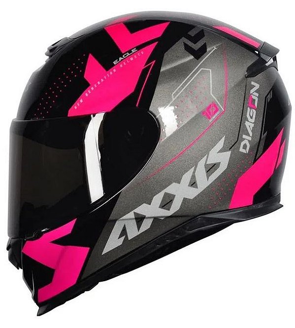 CAPACETE AXXIS EAGLE DIAGON GLOSS BLACK/PINK 58/M