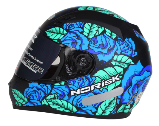 CAPACETE NORISK FF391 BED OF ROSES MATTE BLK/BLUE 58/M