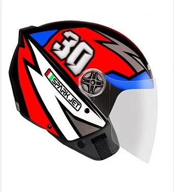 CAPACETE EBF SPARK JET 30 PRETO/BRANCO 56