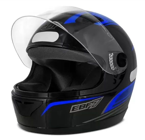 CAPACETE EBF 7 POWER PT/AZUL 56