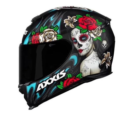 CAPACETE AXXIS EAGLE CATRINA MATT BLACK/BLUE/RED 58/M