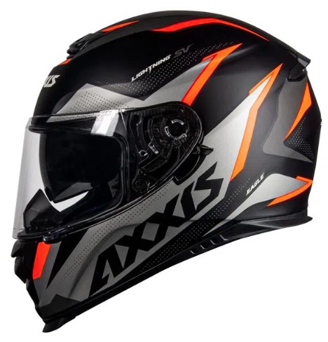 CAPACETE AXXIS EAGLE SV LIGHTNING MATT BLACK/ORANGE/GREY 58/M