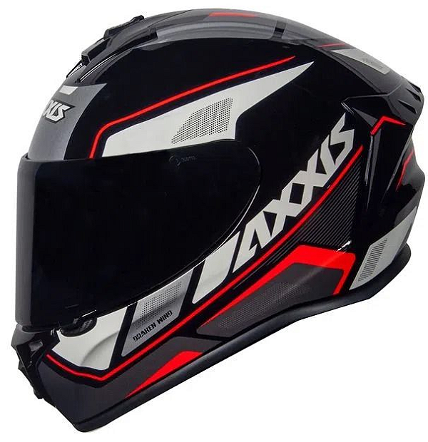 CAPACETE AXXIS DRAKEN WIND GLOSS BLACK/WHITE/RED 64/XXL