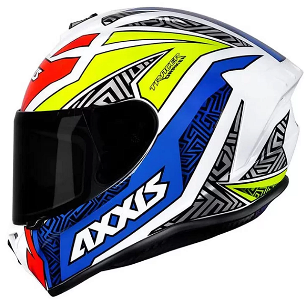 CAPACETE AXXIS DRAKEN TRACER GLOSS WHITE/BLUE/GREY 62/XL