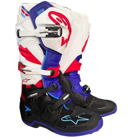 BOTA ALPINESTARS TECH 7 PRETO AZUL ESCURO VERMELHO BRANCO 11  EAN  8059347050942