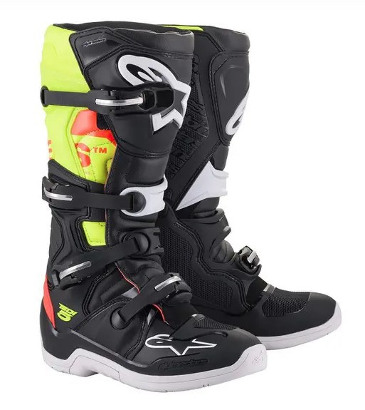 BOTA ALPINESTARS TECH 5 PRETO VERMELHO FLUO AMARELO FLUO 13  EAN  8059175884627