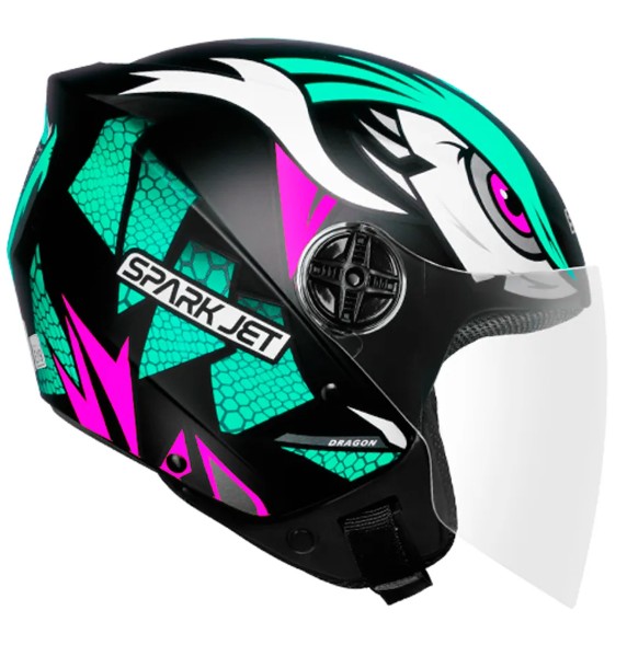 CAPACETE EBF SPARK JET DRAGON PTO FOSCO/VERDE 56