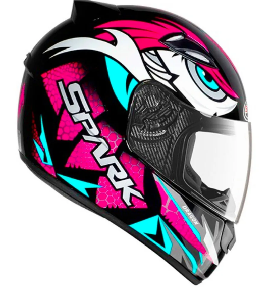 CAPACETE EBF SPARK DRAGON PTO/ROSA 58