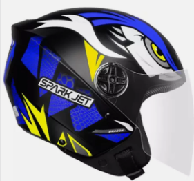 CAPACETE EBF SPARK JET DRAGON PRETO FOSCO/AZUL 58