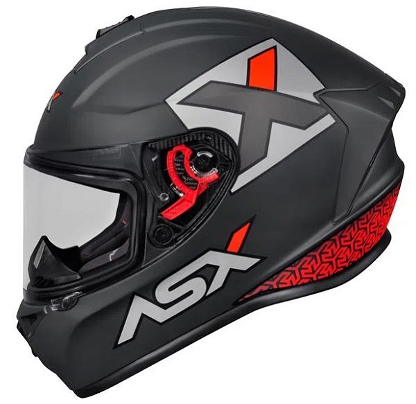 CAPACETE ASX DRAKEN CONCEPT FOSCO CINZA/PRATA/VERMELHO 60/L