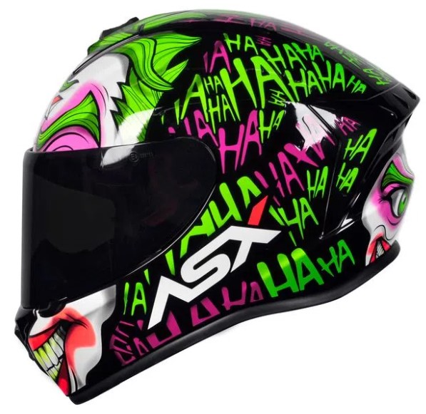 CAPACETE ASX DRAKEN JOKER BRILHO PRETO/VERDE/ROXO 58/M
