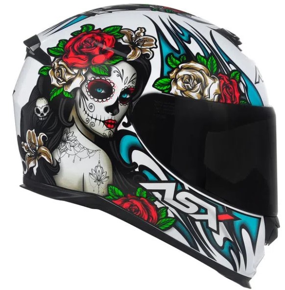 CAPACETE ASX EAGLE CATRINA BRILHO BRANCO/AZUL/VERMELHO 56/S