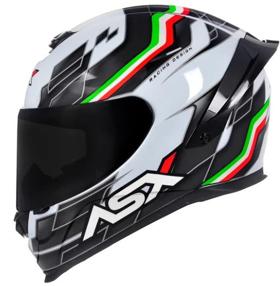 CAPACETE ASX EAGLE RACING ITALY BRILHO BRANCO 58/M