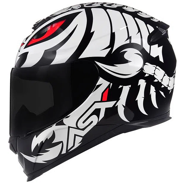 CAPACETE ASX EAGLE SCORPION BRILHO PRETO/BRANCO/VERMELHO 60/L