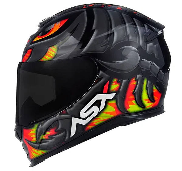 CAPACETE ASX EAGLE SCORPION BRILHO PRETO/CINZA/AMARELO 58/M