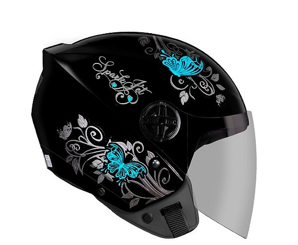 CAPACETE EBF SPARK JET FLORAL PTO/VD 58