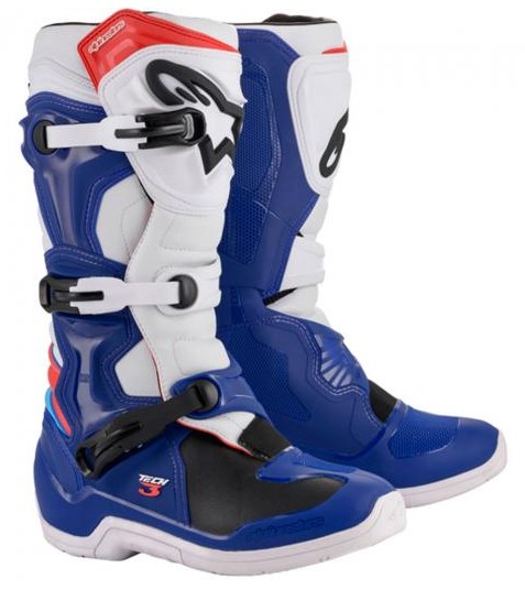 BOTA ALPINESTARS TECH 3 BRANCO VERMELHO AZUL ESCURO 08  EAN  8059347051475
