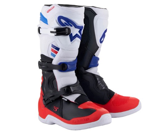 BOTA ALPINESTARS TECH 3 BRANCO VERMELHO AZUL ESCURO 09 EAN 8059347051482