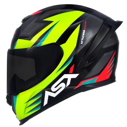 CAPACETE ASX EAGLE RACING ATTACKER BRILHO PRETO/GRAFITE/AMARELO 58/M