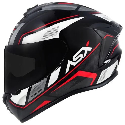 CAPACETE ASX DRAKEN WIND BRILHO PRETO/BRANCO/VERMELHO 60/L