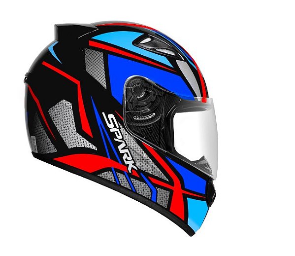 CAPACETE EBF SPARK SPIDER PTO/AZUL 58