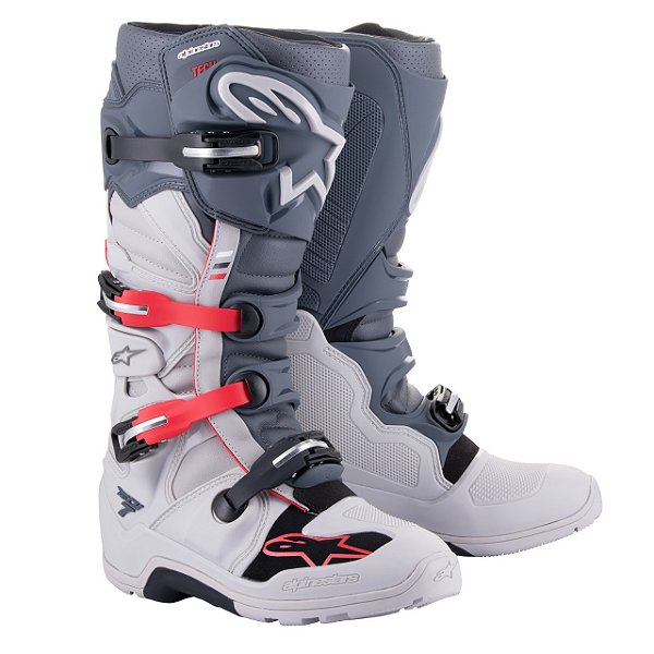 BOTA ALPINESTARS TECH 7 ENDURO CINZA CLARO CINZA ESCURO VERMELHO 09  EAN  8059347198989