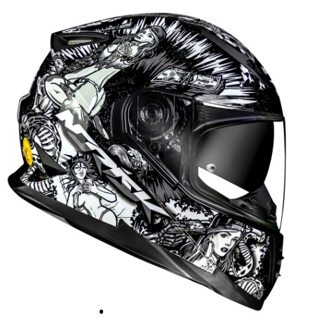 CAPACETE NORISK FF302 HOT GIRL BLK/WHITE 58/M