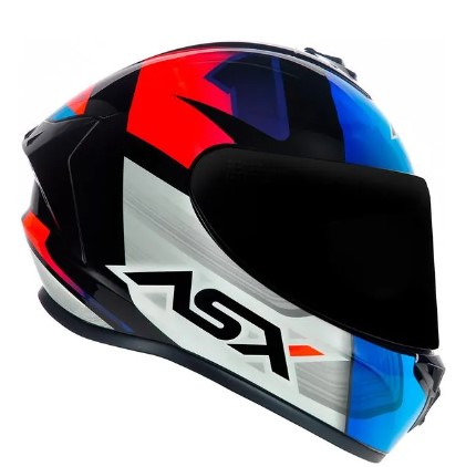 CAPACETE ASX DRAKEN STRIKER BRILHO PRETO/AZUL/VERMELHO 58/M