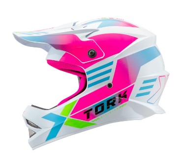 CAPACETE TORK CROSS INFANTIL NEXT BRANCO/ROSA 54