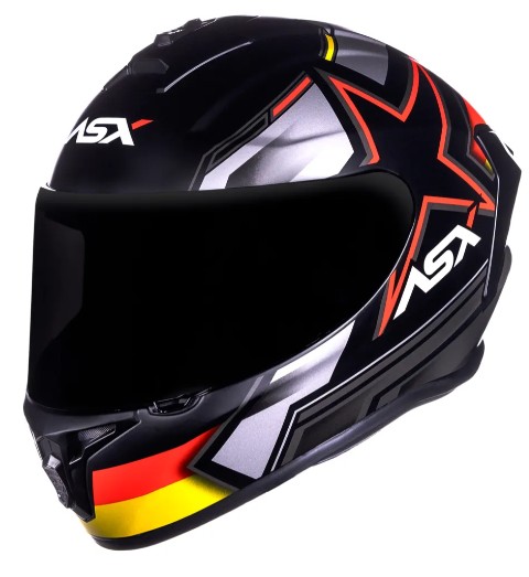 CAPACETE ASX DRAKEN PILOT FOSCO PRETO/VERMELHO/AMARELO 58/M