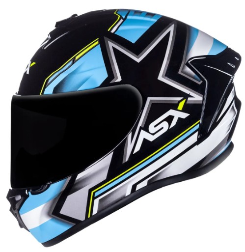 CAPACETE ASX DRAKEN PILOT BRILHO PRETO/AZUL/AMARELO 60/L