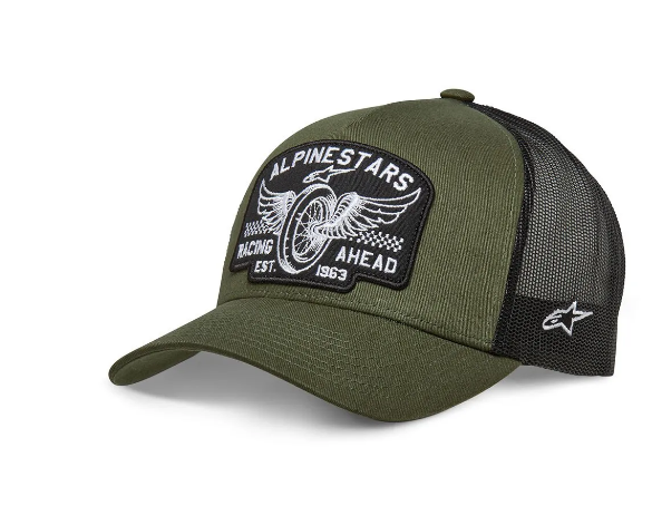 BONE ALPINESTARS HERITAGE PATCH TRUCKER VERDE MILITAR PRETO EAN 8059347337760