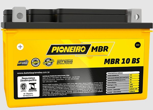 BATERIA PIONEIRO CB 500 NOVA X/F/CBR 600/1000 04/06/HORNET/MT 07/09/R1 04/14/TRANSALP MBR 10 BS