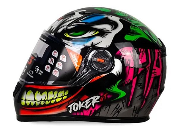 CAPACETE FW3 GTN JOKER PRETO BRILHANTE 58