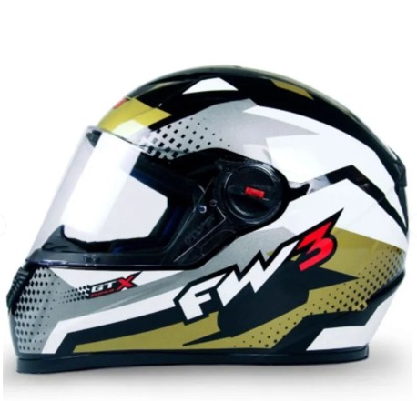 CAPACETE FW3 GTN SUPER DOURADO CINZA BRANCO 58