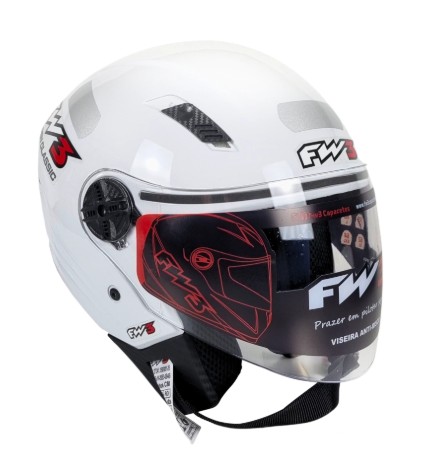 CAPACETE FW3 X OPEN CLASSIC BRANCO BRILHANTE 60
